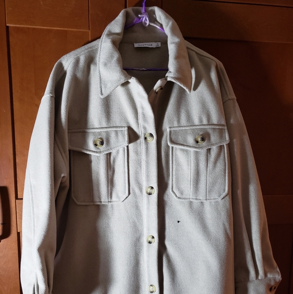 NEW JustFab Beige Button-Up Jacket
